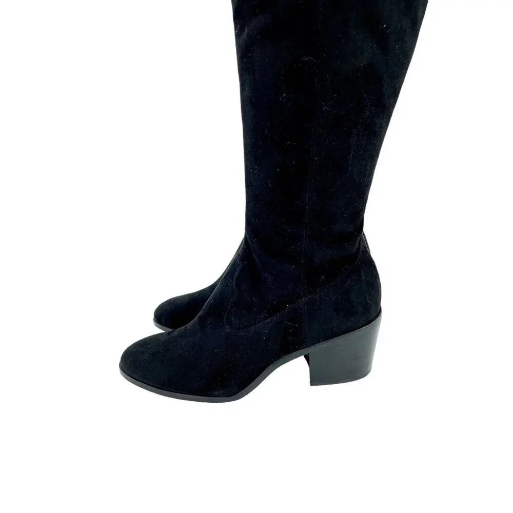 Marc Fisher Black Fabric Faux Suede Knee High Boots SZ 8.5 New $249